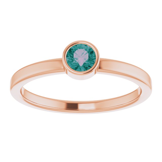 14K Gold Round Lab-Grown Alexandrite Bezel-Set Solitaire Ring - Rose Gold - view 3