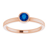 14K Gold Round Natural Blue Sapphire Bezel-Set Solitaire Ring - Rose Gold - view 3