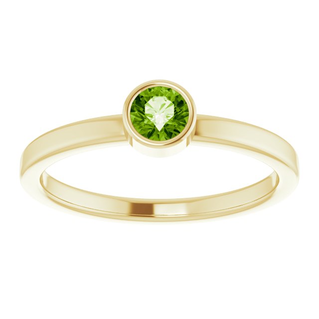 14K Gold Round Natural Peridot Bezel-Set Solitaire Ring - Yellow Gold - view 3