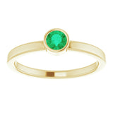 14K Gold Round Lab-Grown Emerald Bezel-Set Solitaire Ring - Yellow Gold - view 3