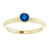 14K Gold Round Lab-Grown Blue Sapphire Bezel-Set Solitaire Ring - Yellow Gold - view 3