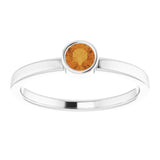 Platinum Round Natural Citrine Bezel-Set Solitaire Ring - view 3