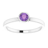Platinum Round Natural Amethyst Bezel-Set Solitaire Ring - view 3