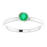 14K Gold Round Lab-Grown Emerald Bezel-Set Solitaire Ring - White Gold - view 3