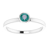 14K Gold Round Lab-Grown Alexandrite Bezel-Set Solitaire Ring - White Gold - view 3