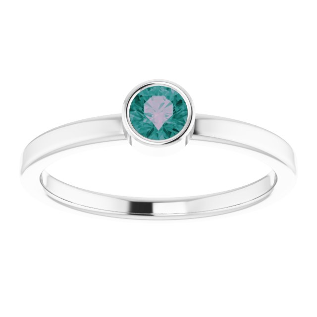 14K Gold Round Lab-Grown Alexandrite Bezel-Set Solitaire Ring - White Gold - view 3