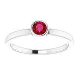 Platinum Round Natural Ruby Bezel-Set Solitaire Ring - view 3