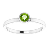14K Gold Round Natural Peridot Bezel-Set Solitaire Ring - White Gold - view 3