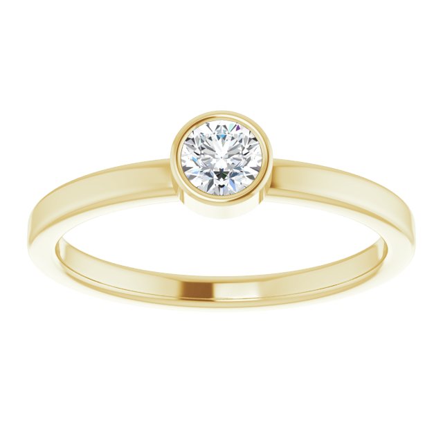 14K Gold Round Natural White Sapphire Bezel-Set Solitaire Ring - Yellow Gold - view 3