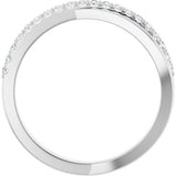 14K Gold Round Natural Diamond Criss-Cross Ring – 1.3mm Stones - White Gold - view 2