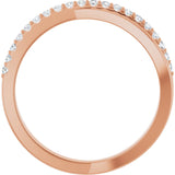 14K Gold Round Natural Diamond Criss-Cross Ring – 1.3mm Stones - Rose Gold - view 2