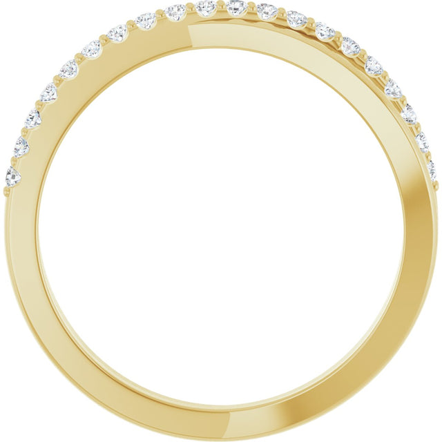 14K Gold Round Natural Diamond Criss-Cross Ring – 1.3mm Stones - Yellow Gold - view 2