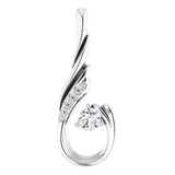 Platinum Round Natural Diamond Freeform Pendant - view 3