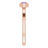 14K Gold Round Natural Amethyst Bezel-Set Solitaire Ring - Rose Gold - view 4