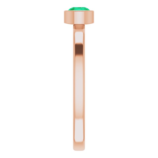 14K Gold Round Lab-Grown Emerald Bezel-Set Solitaire Ring - Rose Gold - view 4