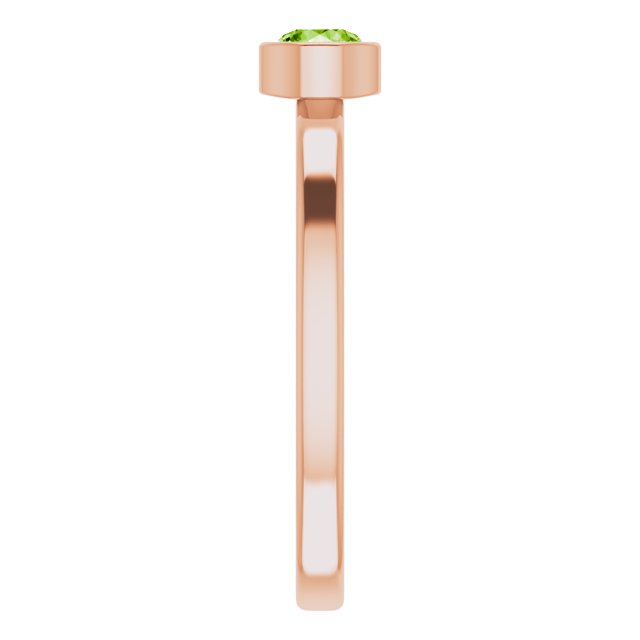 14K Gold Round Natural Peridot Bezel-Set Solitaire Ring - Rose Gold - view 4