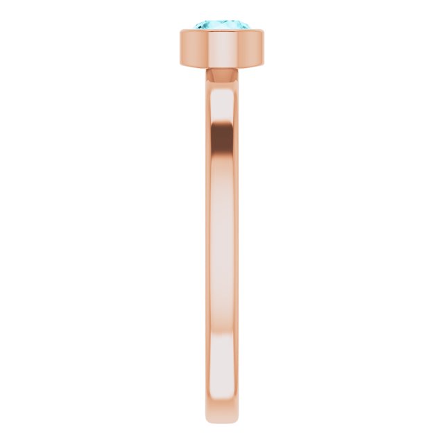 14K Gold Round Natural Blue Zircon Bezel-Set Solitaire Ring - Rose Gold - view 4
