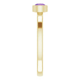 14K Gold Round Natural Amethyst Bezel-Set Solitaire Ring - Yellow Gold - view 4
