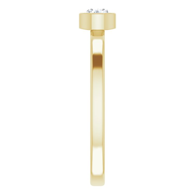 14K Gold Round Natural White Sapphire Bezel-Set Solitaire Ring - Yellow Gold - view 4