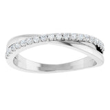 14K Gold Round Natural Diamond Criss-Cross Ring – 1.3mm Stones - White Gold - view 3