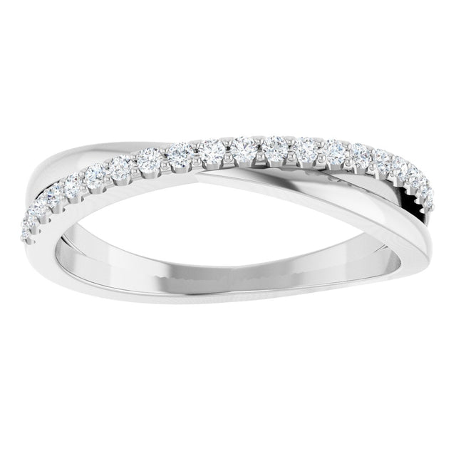 14K Gold Round Natural Diamond Criss-Cross Ring – 1.3mm Stones - White Gold - view 3
