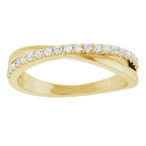 14K Gold Round Natural Diamond Criss-Cross Ring – 1.3mm Stones - Yellow Gold - view 3