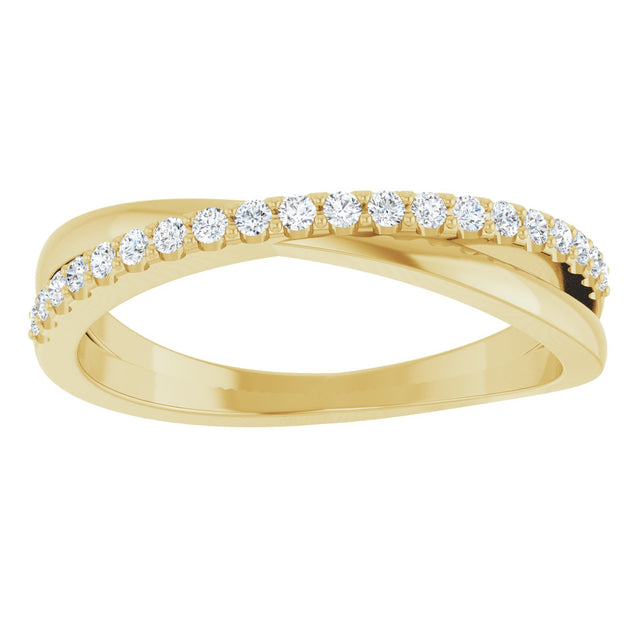 14K Gold Round Natural Diamond Criss-Cross Ring – 1.3mm Stones - Yellow Gold - view 3