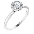 14K Gold Round Natural Diamond Halo-Style Ring - White Gold