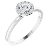 Platinum Round Natural Diamond Halo-Style Ring