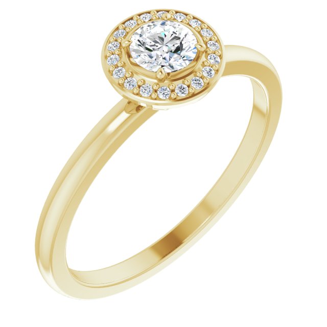 14K Gold Round Natural Diamond Halo-Style Ring - Yellow Gold