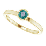 14K Gold Round Lab-Grown Alexandrite Bezel-Set Solitaire Ring - Yellow Gold - view 5