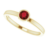 14K Gold Round Natural Mozambique Garnet Bezel-Set Solitaire Ring - Yellow Gold - view 5