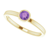 14K Gold Round Natural Amethyst Bezel-Set Solitaire Ring - Yellow Gold - view 5
