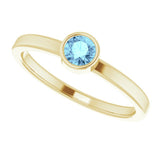 14K Gold Round Natural Aquamarine Bezel-Set Solitaire Ring - Yellow Gold - view 5