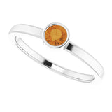 Platinum Round Natural Citrine Bezel-Set Solitaire Ring - view 5