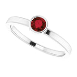 Platinum Round Natural Mozambique Garnet Bezel-Set Solitaire Ring - view 5