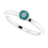 14K Gold Round Lab-Grown Alexandrite Bezel-Set Solitaire Ring - White Gold - view 5