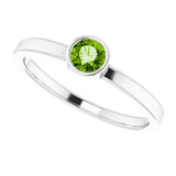 Platinum Round Natural Peridot Bezel-Set Solitaire Ring - view 5