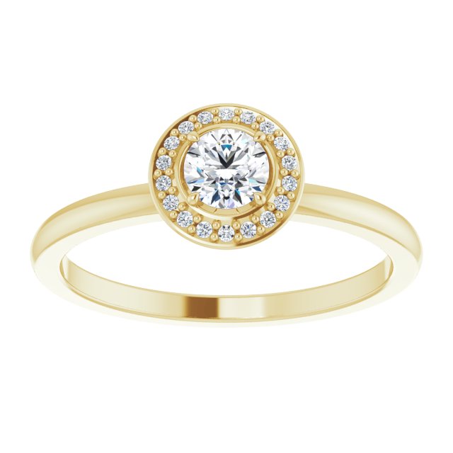 14K Gold Round Natural Diamond Halo-Style Ring - Yellow Gold - view 3
