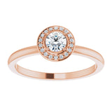 14K Gold Round Natural Diamond Halo-Style Ring - Rose Gold - view 3
