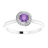 Platinum Round Natural Amethyst Halo-Style Ring - view 3