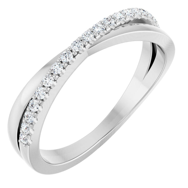 14K Gold Round Natural Diamond Criss-Cross Ring – 1.3mm Stones - White Gold