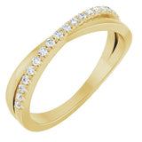 14K Gold Round Natural Diamond Criss-Cross Ring – 1.3mm Stones - Yellow Gold