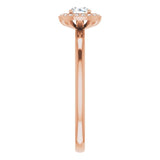14K Gold Round Natural Diamond Halo-Style Ring - Rose Gold - view 4