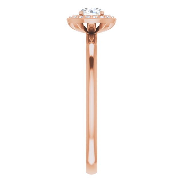 14K Gold Round Natural Diamond Halo-Style Ring - Rose Gold - view 4