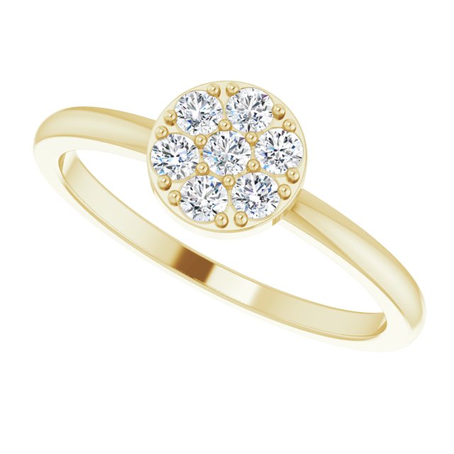 14K Gold Round Natural Diamond Stackable Cluster Ring - Yellow Gold - view 5