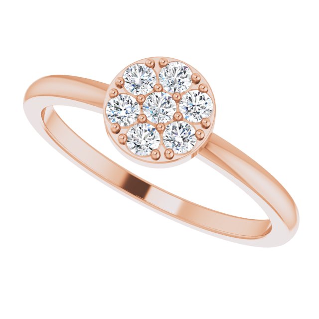14K Gold Round Natural Diamond Stackable Cluster Ring - Rose Gold - view 5