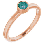 14K Gold Round Lab-Grown Alexandrite Bezel-Set Solitaire Ring - Rose Gold