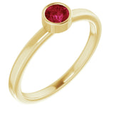 14K Gold Round Natural Ruby Bezel-Set Solitaire Ring - Yellow Gold