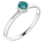 14K Gold Round Lab-Grown Alexandrite Bezel-Set Solitaire Ring - White Gold